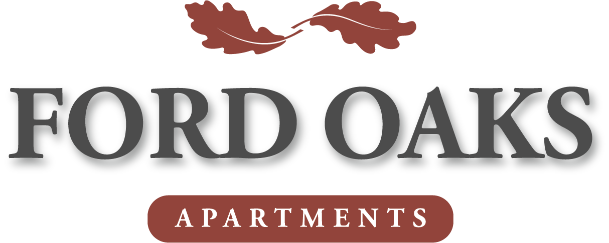 The image is a logo for Ford Oaks Apartments.